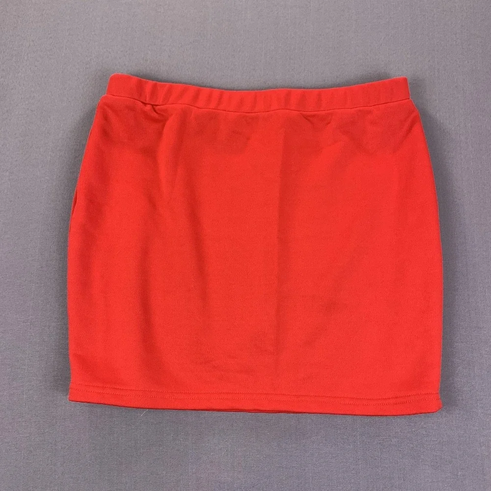 Shein SXY Skirt Womens 1XL Red Bodycon Mini Stretch Pull On High Waist Casual
